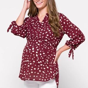FULL MOON TIE SLEEVE BLOUSE BURGUNDY - L